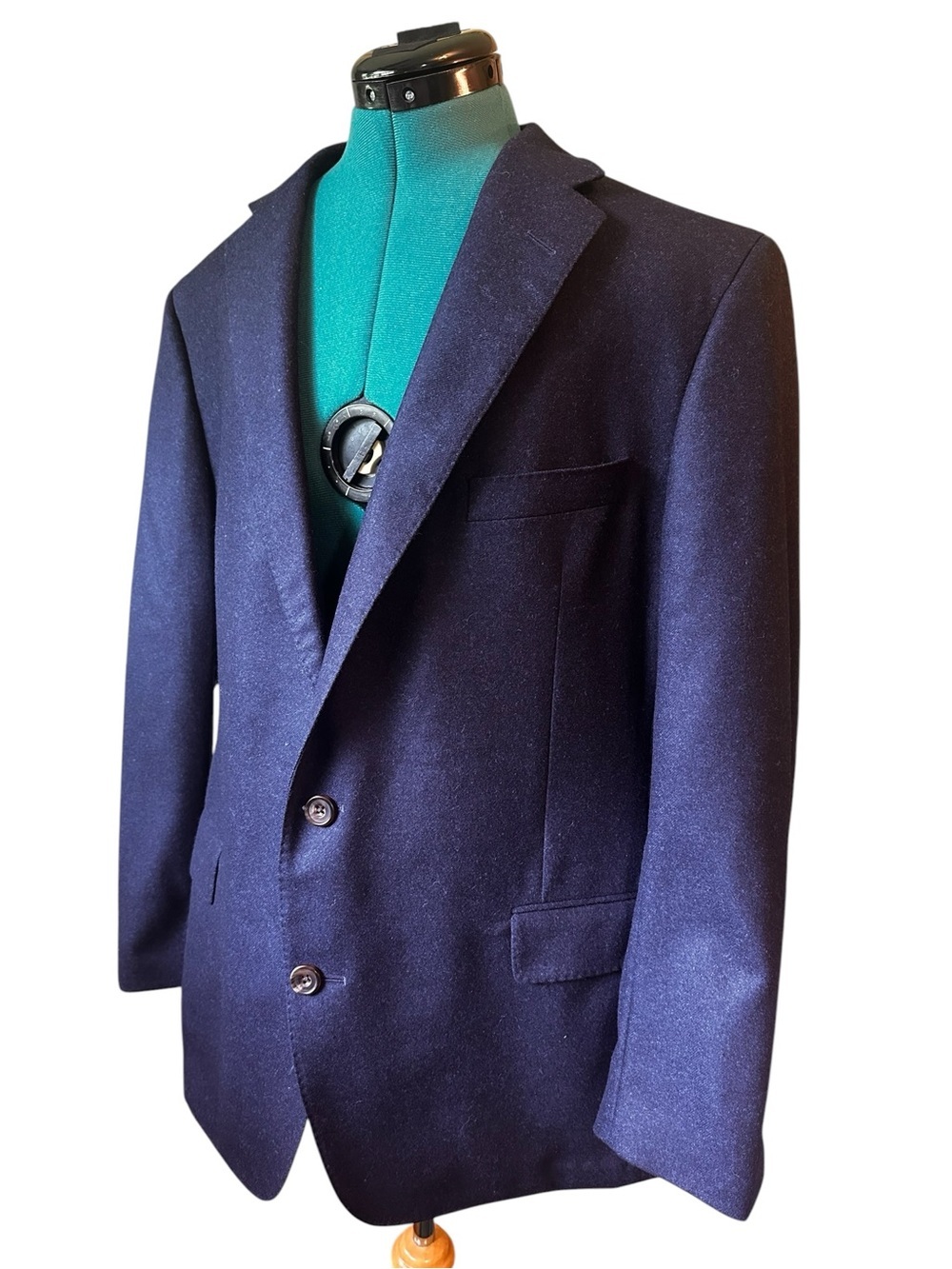 Samuelsohn Sport Coat Mens 44R Blue Super 100s Wool 2 Button Notch Lapel - Picture 2 of 12